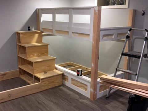Custom Bunk Beds and Finished Basement - (In progress) Custom Bunk Beds and Finished Basement - (In progress)